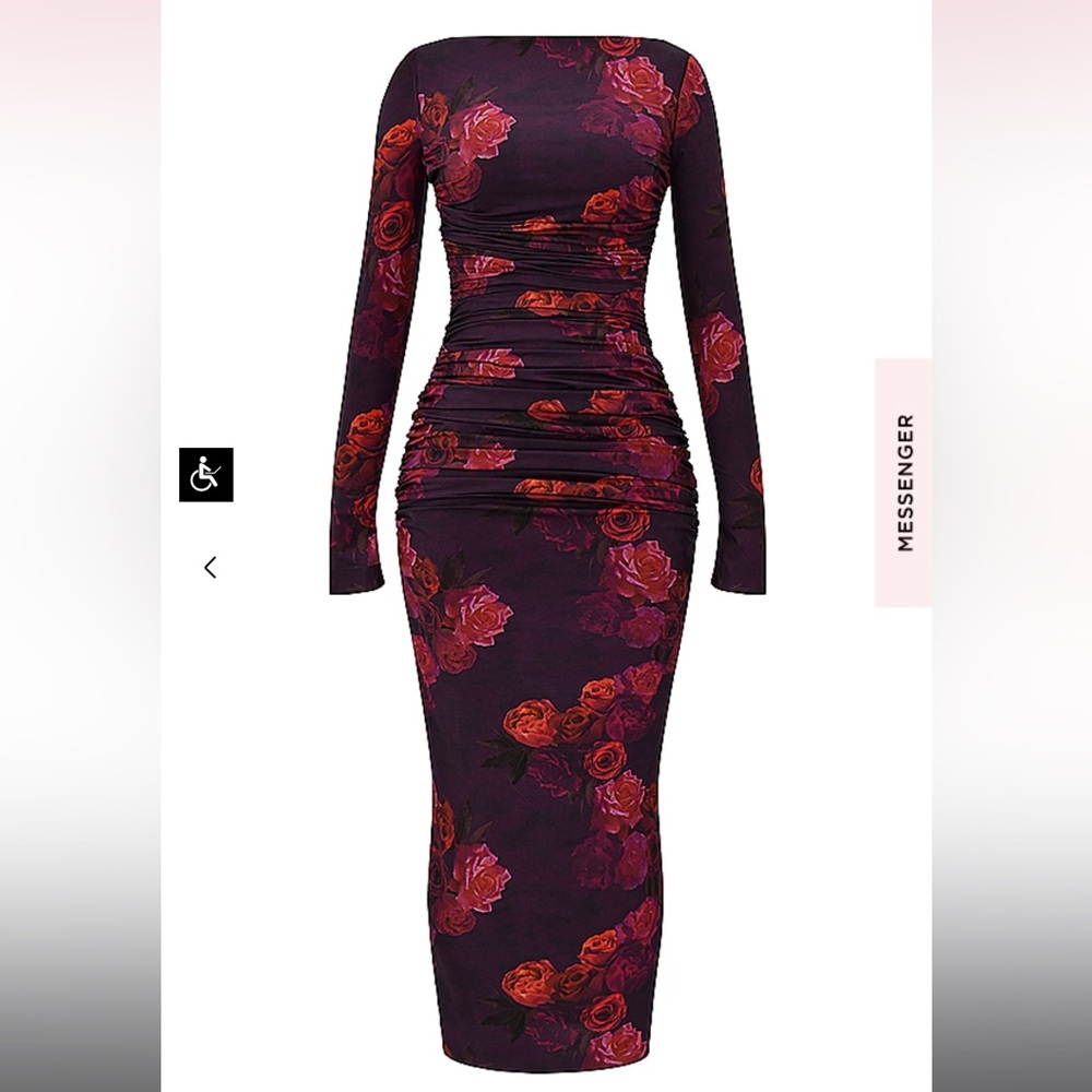 House of CB Lanetta Ruched Long Sleeve Maxi Dress Romantic Floral - Picture 5 of 9
